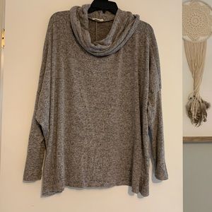 Heather grey cowl neck top size large
